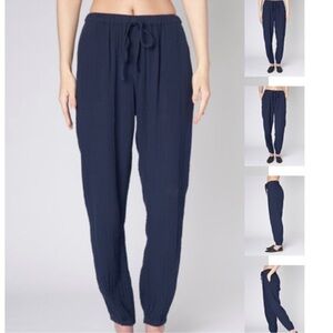Anthropologie Xierena Linen Navy Blue Pants